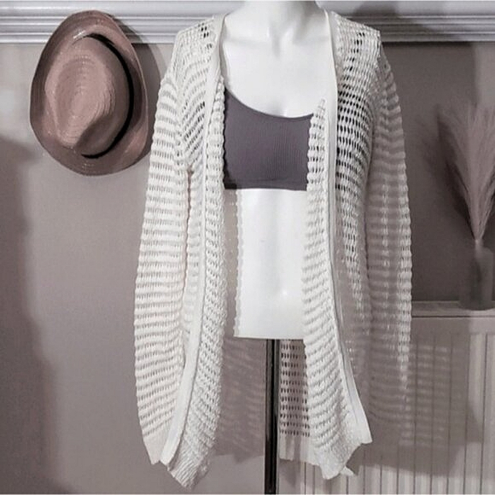 White Cable Knit Midi Cardigan